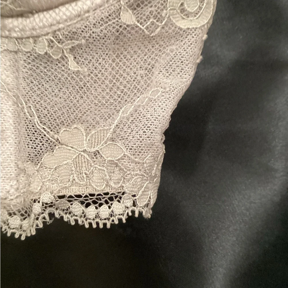 VS Crop Top Sheer Lace Longline Bralette Crop Top. Heather Gray - Picture 3 of 9